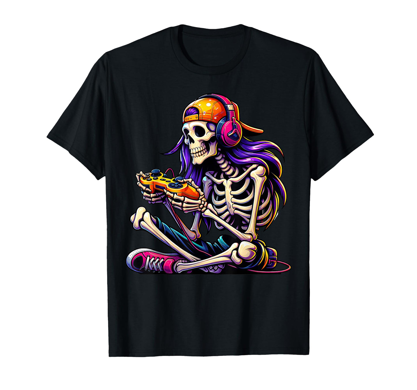 Halloween Skeleton Gamer Video Gaming Funny Gaming Skeleton T-Shirt