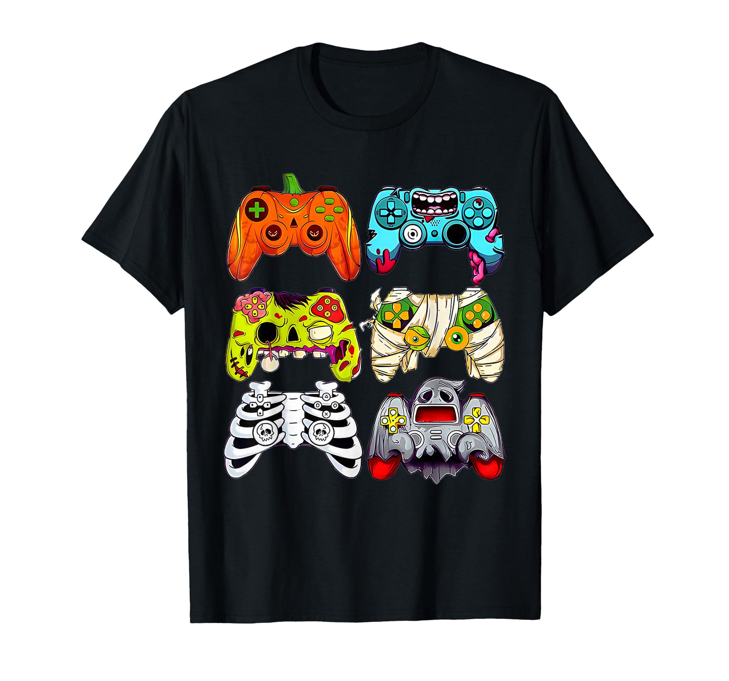 Halloween Skeleton Zombie Game Controllers Mummy Ghost Gamer T-Shirt