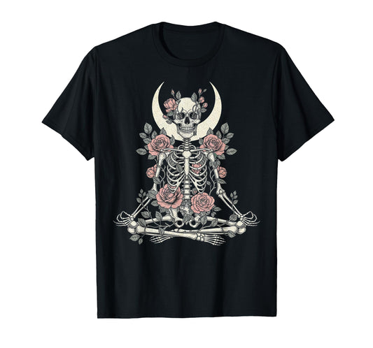 COTTAGECORE Skeleton Floral Halloween Floral Halloween T-Shirt