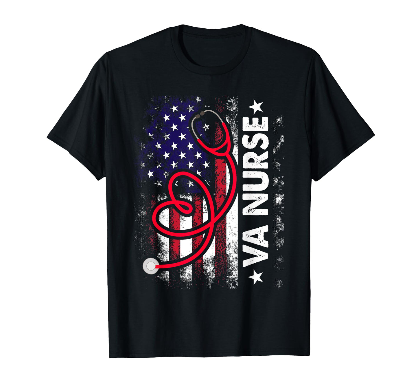 Womens American Flag VA Nurse Patriotic 4th of July T-Shirt