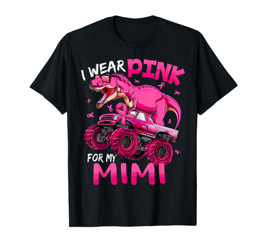 I Wear Pink For My Nana Breast Cancer Awareness Dinosaur T-Shirt