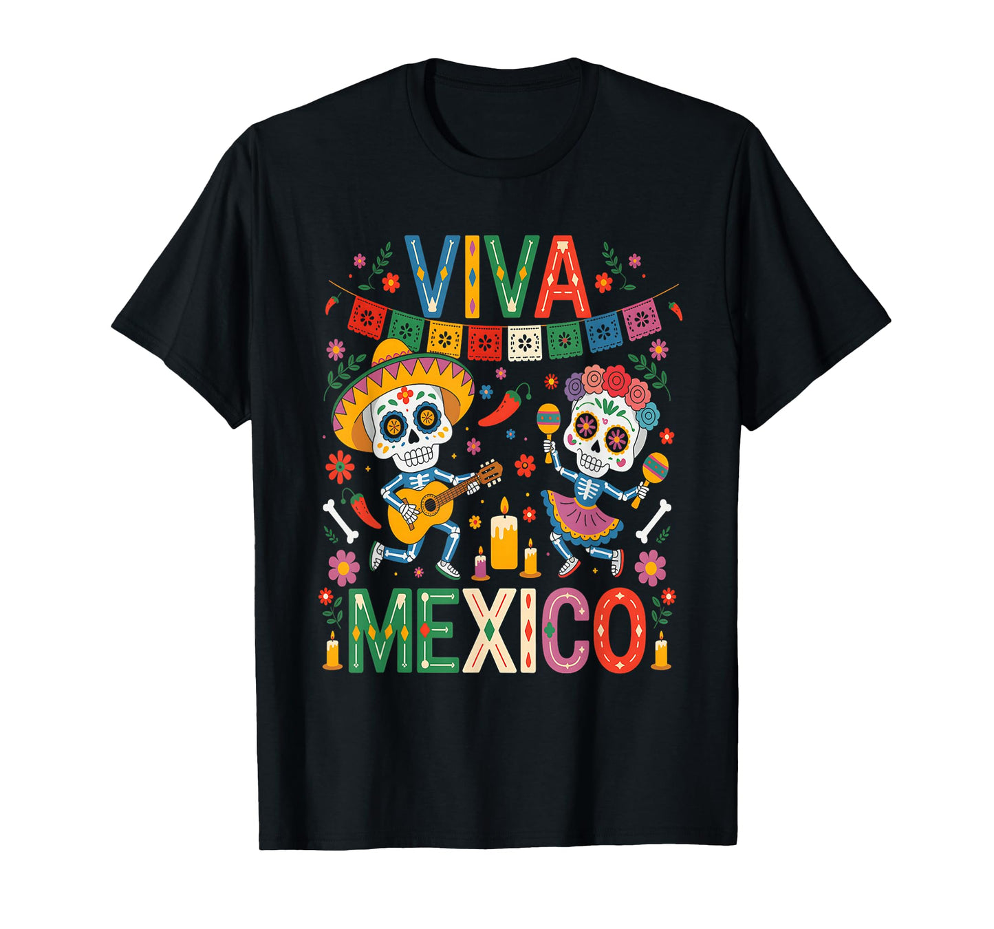 Viva Mexico Skeleton Fiesta Shirt Mexican Independence Kids T-Shirt