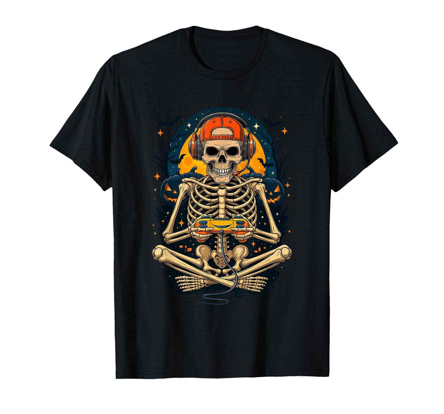 Funny Halloween Skeleton Gamer Video Gaming Creepy Spooky T-Shirt