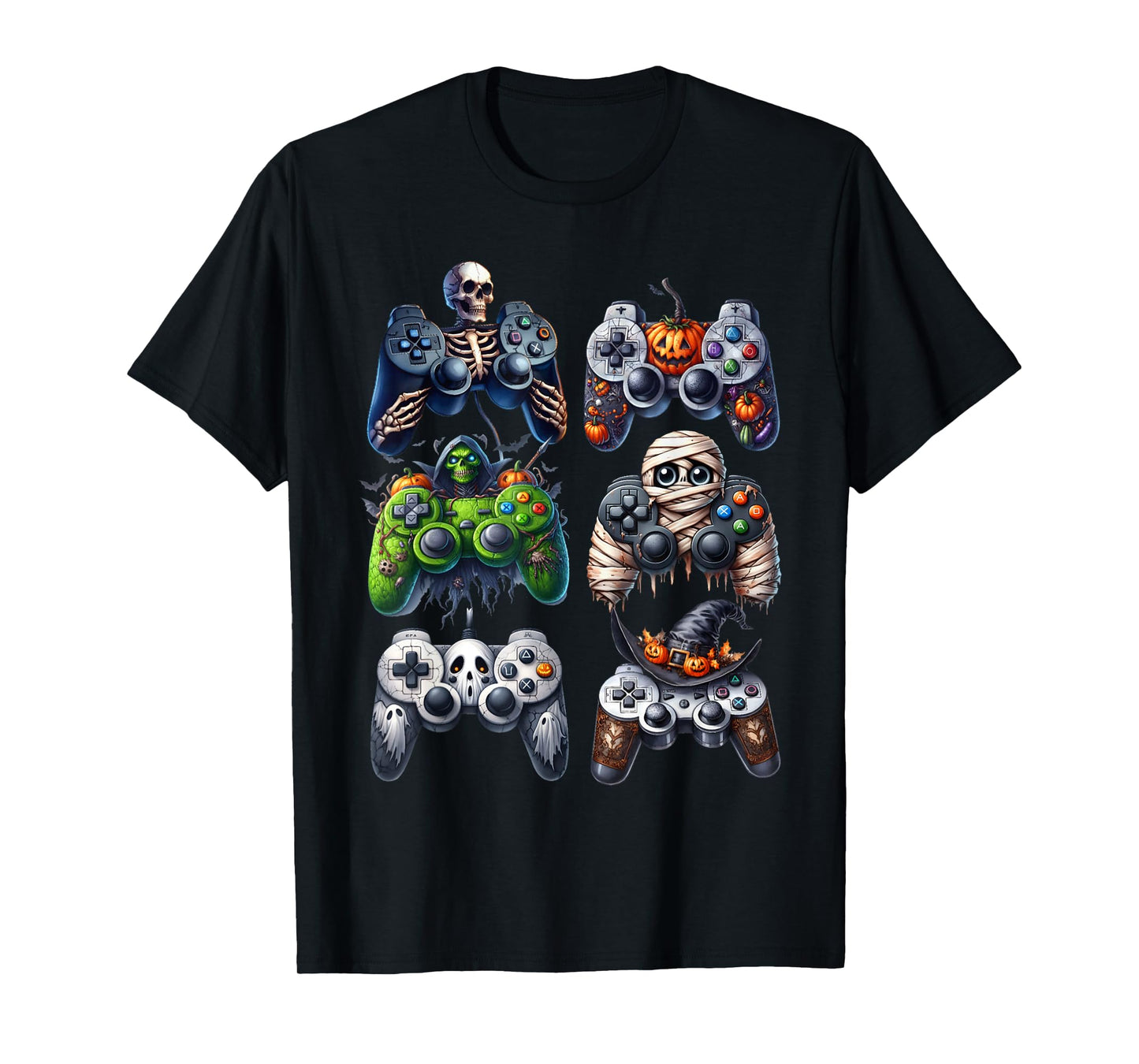 Halloween Skeleton Zombie Gaming Controllers Mummy Boys Kids T-Shirt