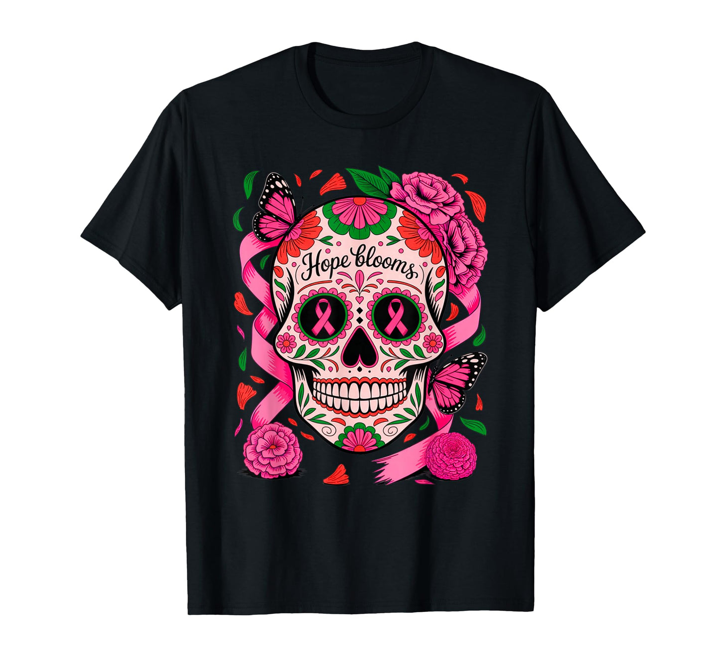 Breast Cancer Awareness Halloween Skull, Women T-Shirt