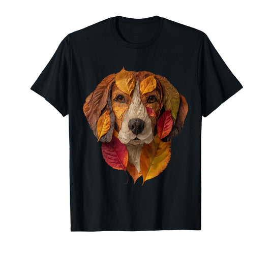 Beagle Autumn Leaves Animal Art Artistic Dog Fall Aesthetic T-Shirt