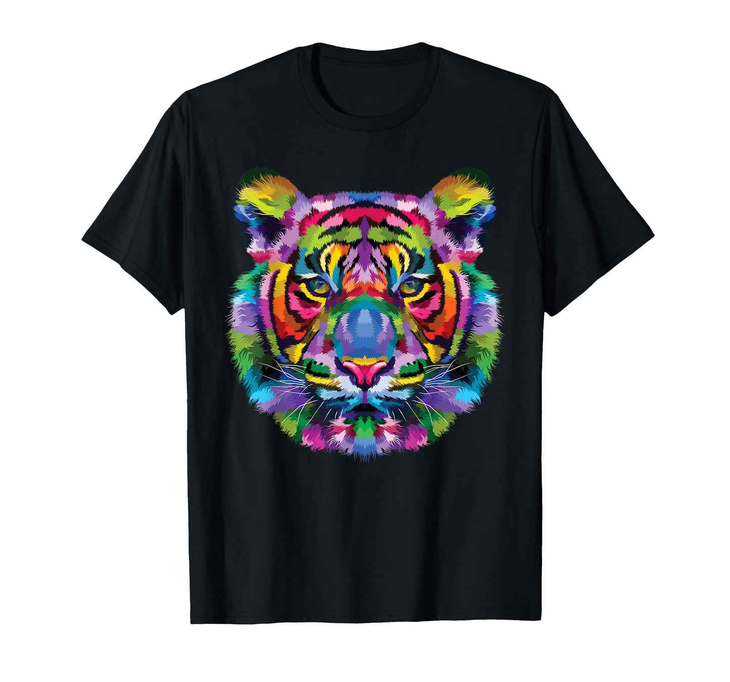 Rainbow Tiger Head Vibrant Royalty Colorful Tiger T-Shirt