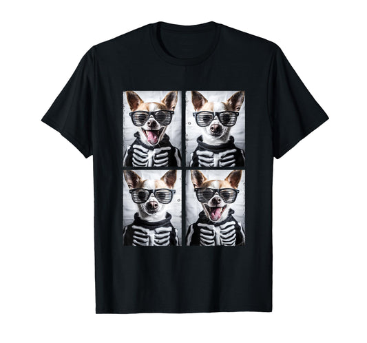 Cute Chihuahuas with Sunglasses Halloween Skeleton Costume T-Shirt