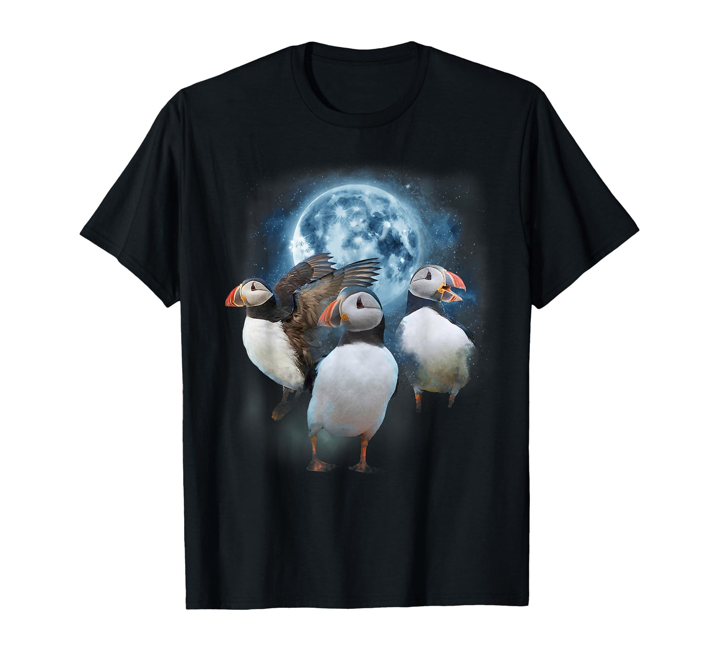 Funny Puffin Shirt - Puffins Howling at the Moon T-Shirt