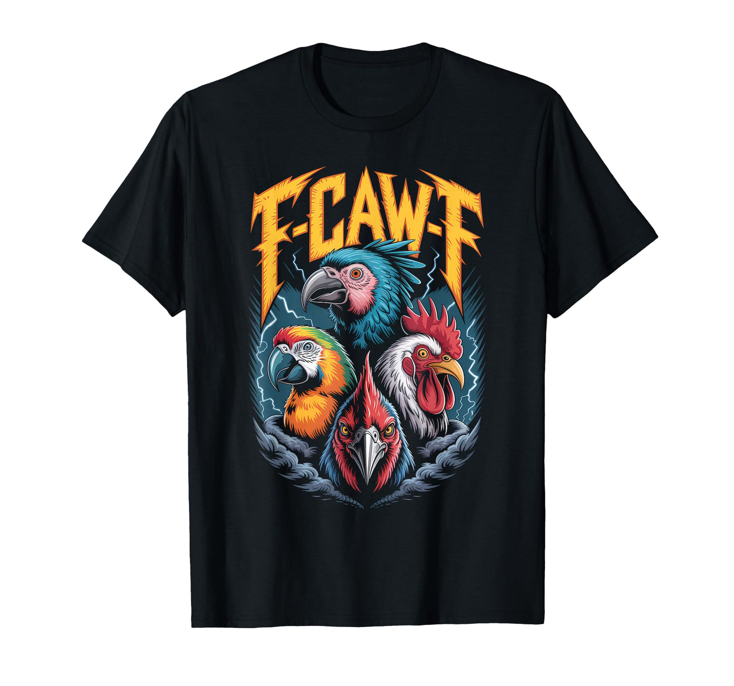 F-CAW-F Funny Gothic Bird Parrot, Crow, Rooster Sound Meme T-Shirt