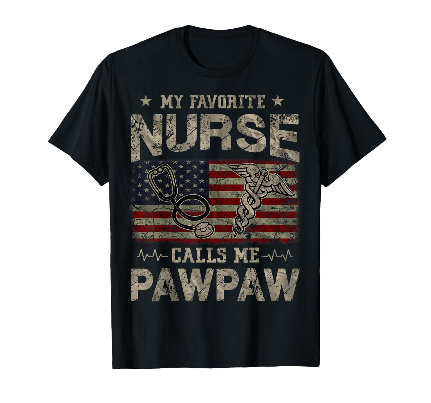 My Favorite Nurse Calls Me Pawpaw American Flag Vintage Women Men T-Shirt
