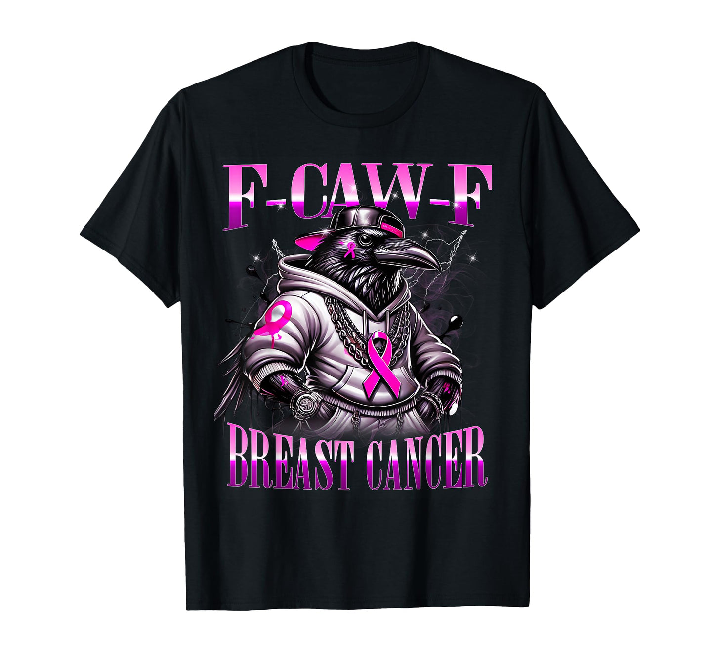 F Caw F Raven Pink Ribbon Cancer Awareness Urban Art T-Shirt