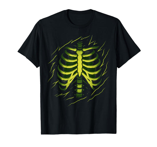 Creepy Skeleton Ribcage Bones Scary Spooky Horror Halloween T-Shirt