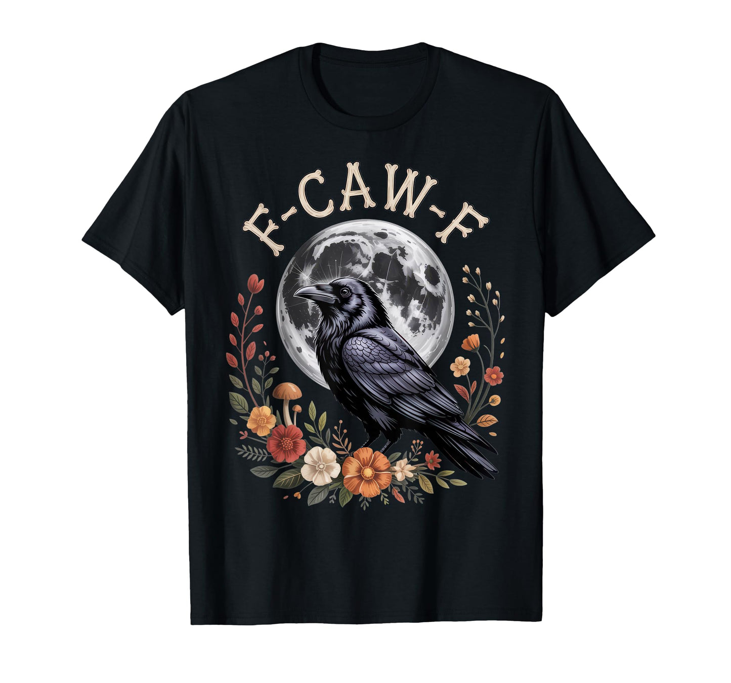 F-CAW-F Raven Moon Art for Bird Lovers Halloween Vibe T-Shirt