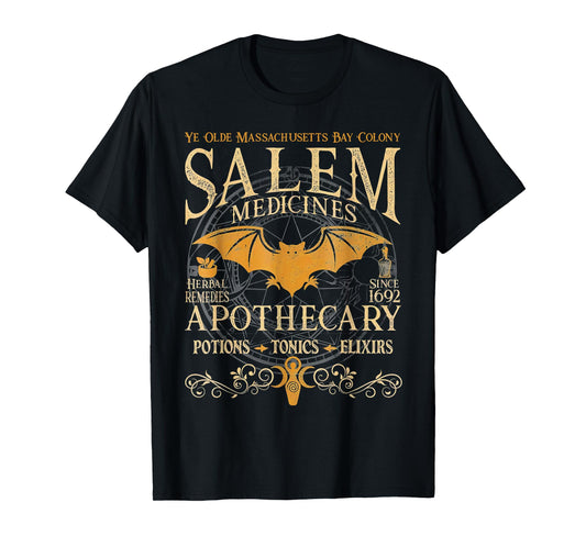 Salem Medicines Apothecary Witch Spooky Season Halloween T-Shirt