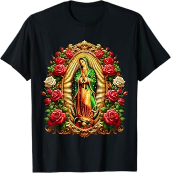 Virgen De Guadalupe Sant Mary Christian Religious T-Shirt