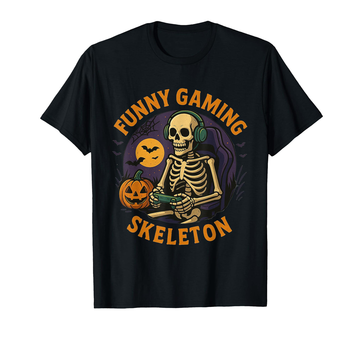 Skeleton Video Game Halloween Gaming Gamer Boys Men Kids T-Shirt