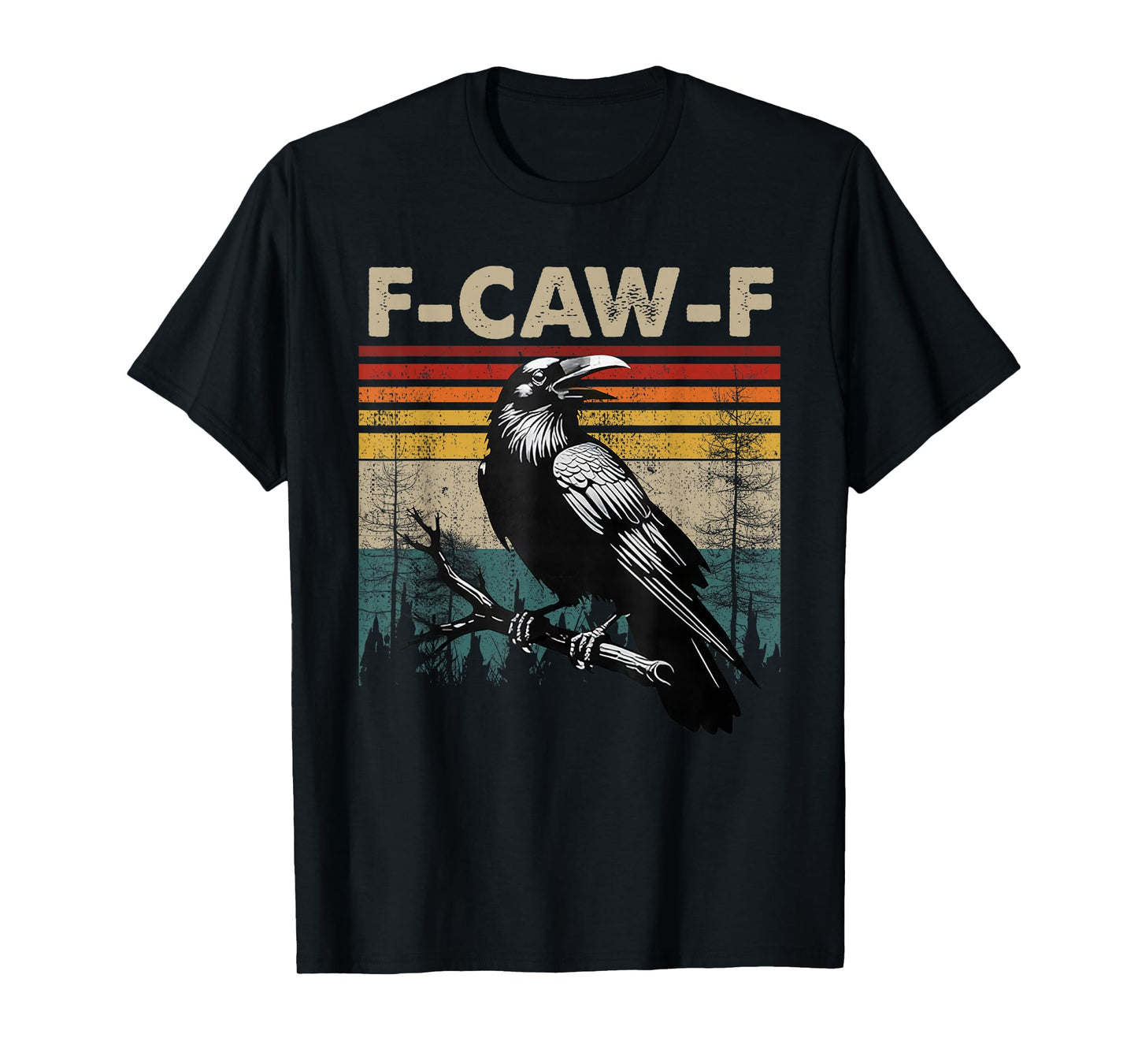 F-Caw-F Black Crow Black Bird Retro Sunset Vintage T-Shirt