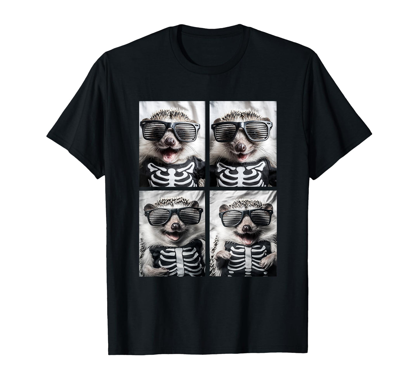 Hedgehogs with Sunglasses Skeleton Costume Funny Halloween T-Shirt