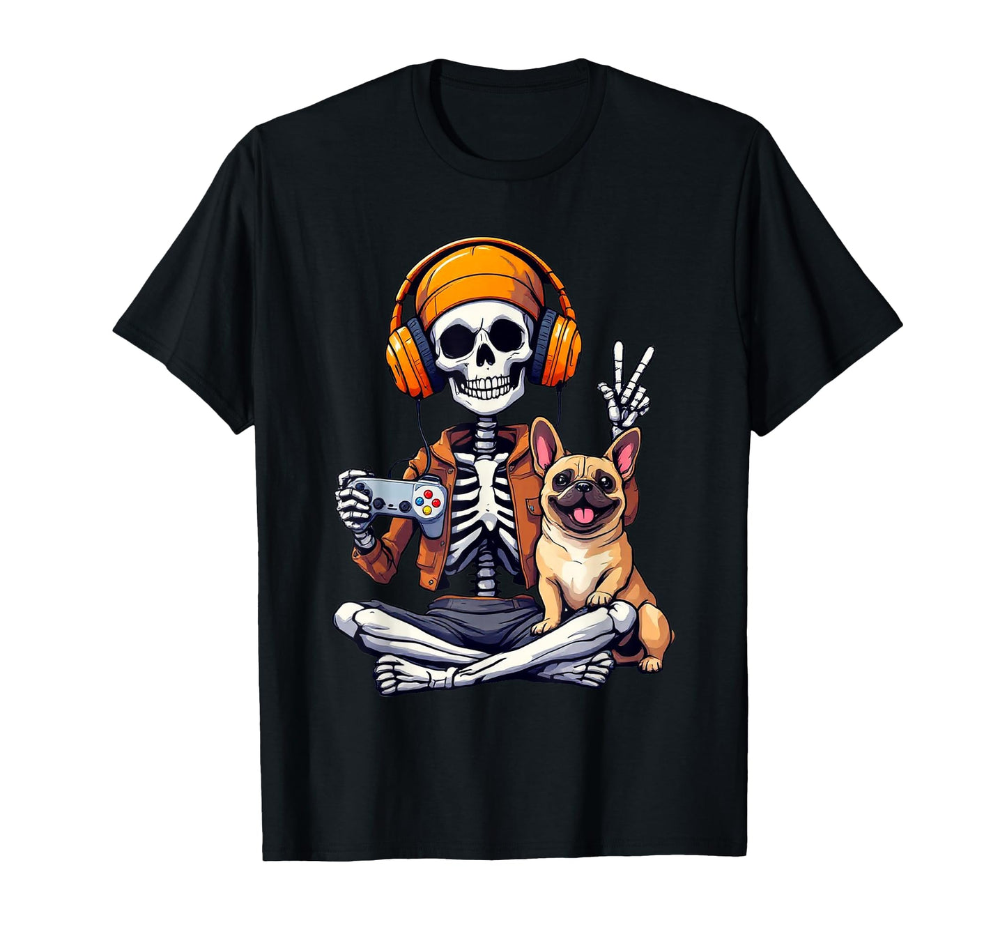 Halloween Skeleton Gamer Video Gaming Boys Men Kids Tees T-Shirt