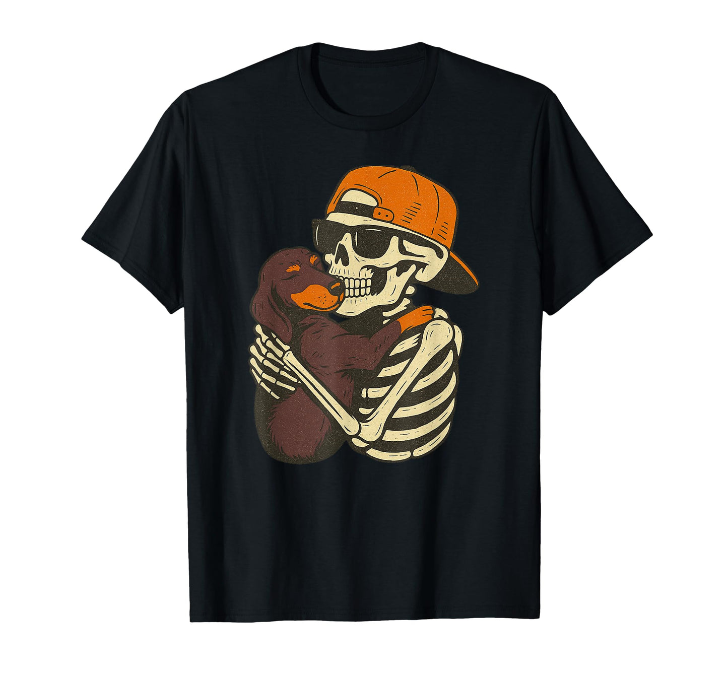 Vintage Halloween Skeleton Dachshund Funny Spooky Costume T-Shirt