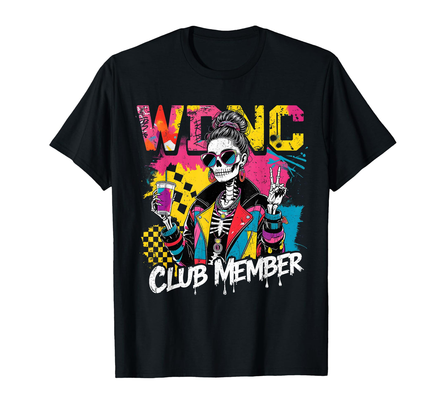 We Do Not Care Club Member Retro Skeleton Style T-Shirt