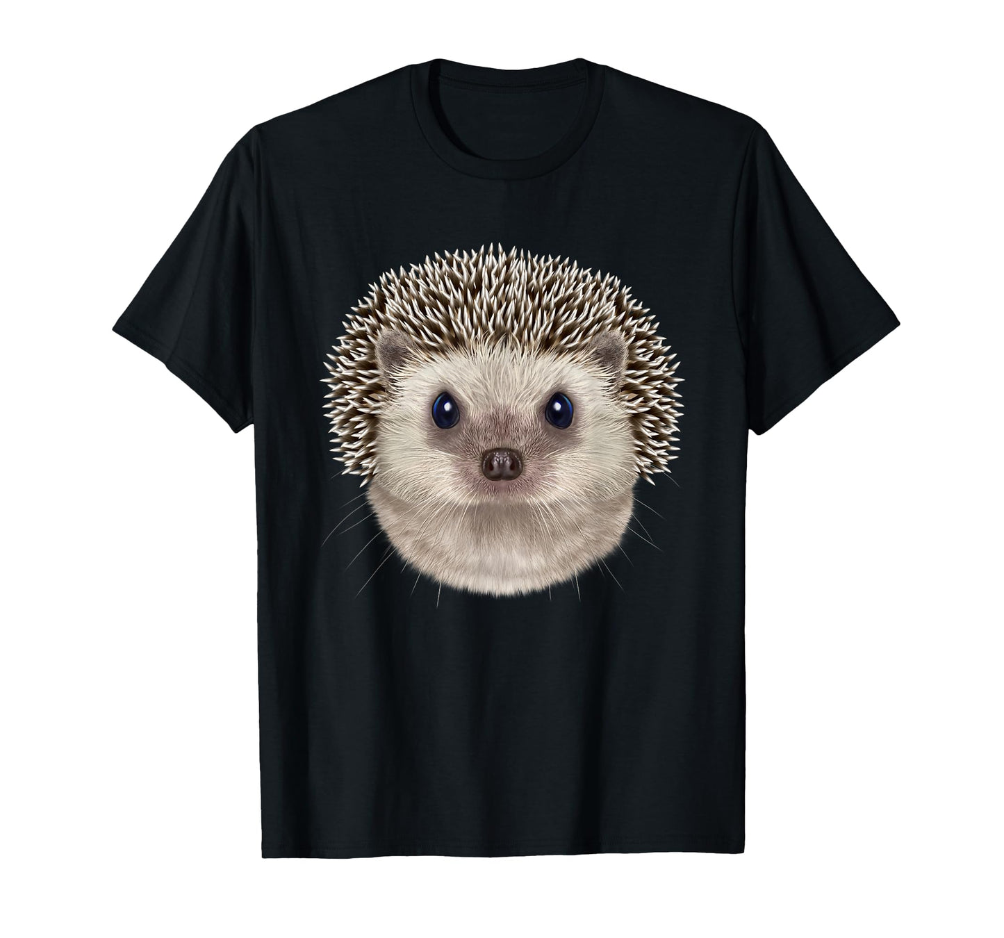 Fox Republic Design Hedgehog Face T-Shirt - Unisex-Adults, Grey, Small, Short Sleeve