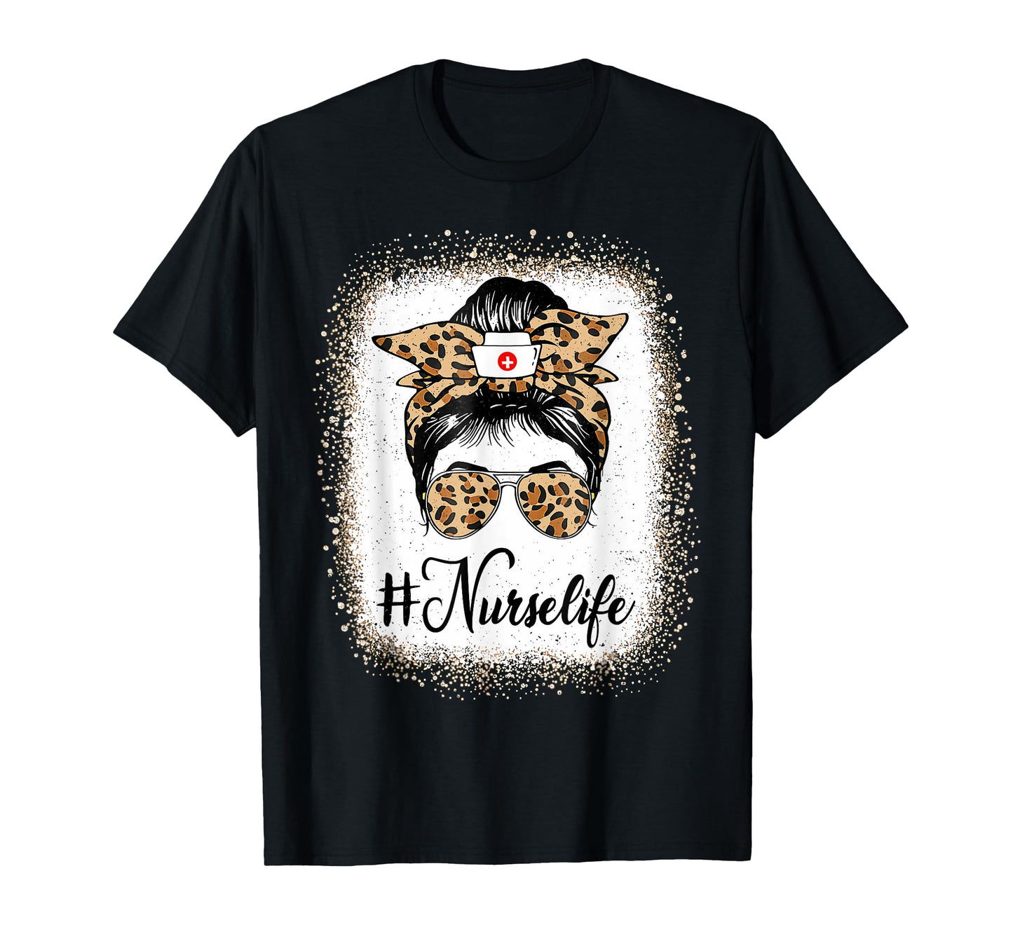 Women Girls Messy Bun Nurse Life Retro Nurse Week T-Shirt