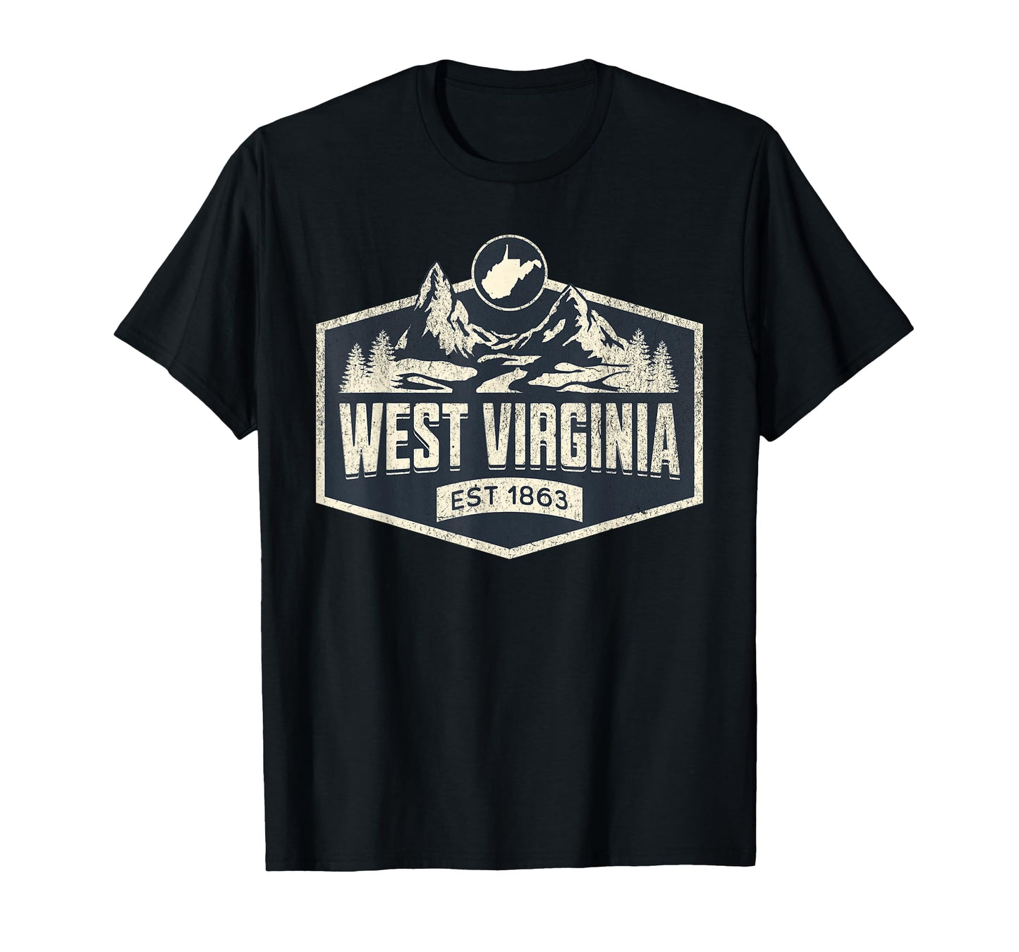 West Virginia Style Unisex-Adults Blue Small Map T-Shirt