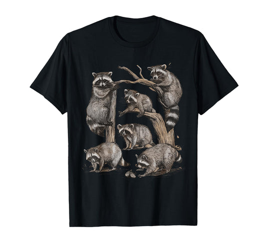 Racoon Portrait Sketch Wild Trash Panda Cute Raccoon T-Shirt