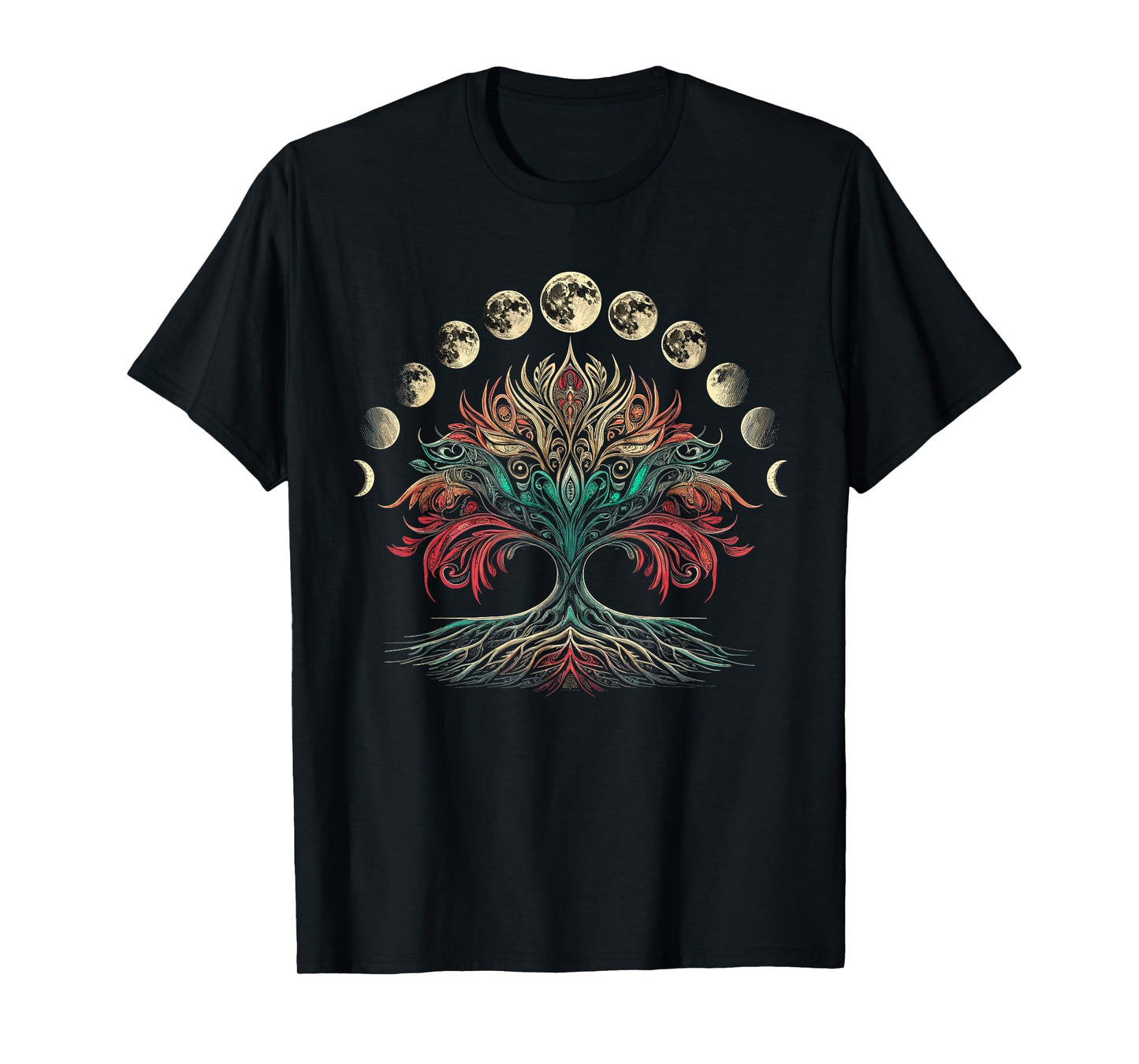 Phases of the Moon Retro 60's and 70's Vibe Tree T-Shirt