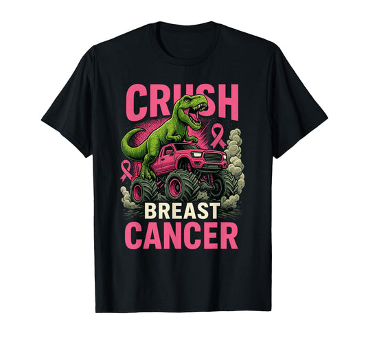 Crush Breast Cancer Awareness Monster Truck Toddler Boy Kids T-Shirt