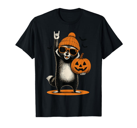 Cute Raccoon Men Women Kids Halloween Pumpkin Funny Raccoon T-Shirt
