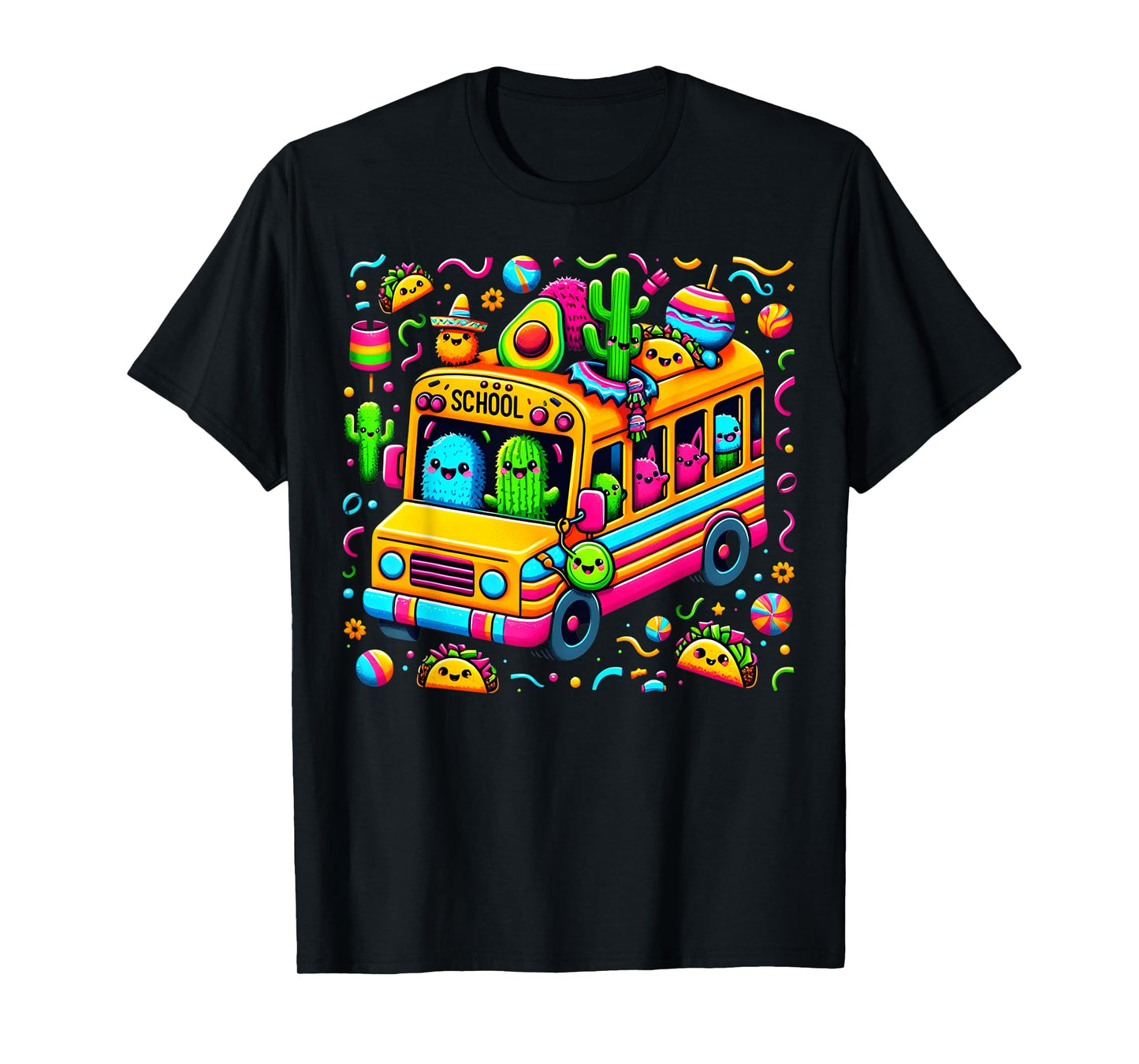 Fun School Bus Classroom Cinco De Mayo Cute Teacher & Kids T-Shirt