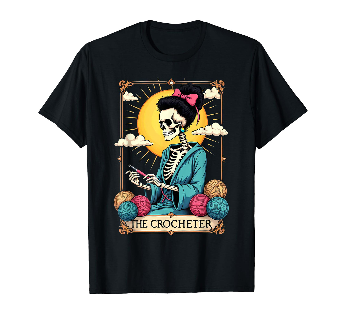 Gothic Tarot Card Knitter Crocheter Skeleton T-Shirt