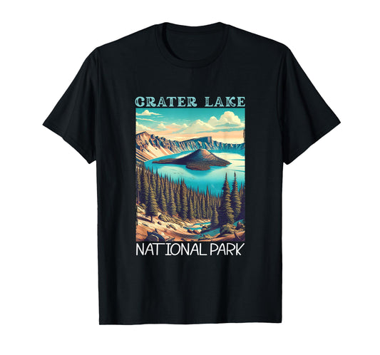 Crater Lake National Park Retro Hiking Camping Vacation T-Shirt