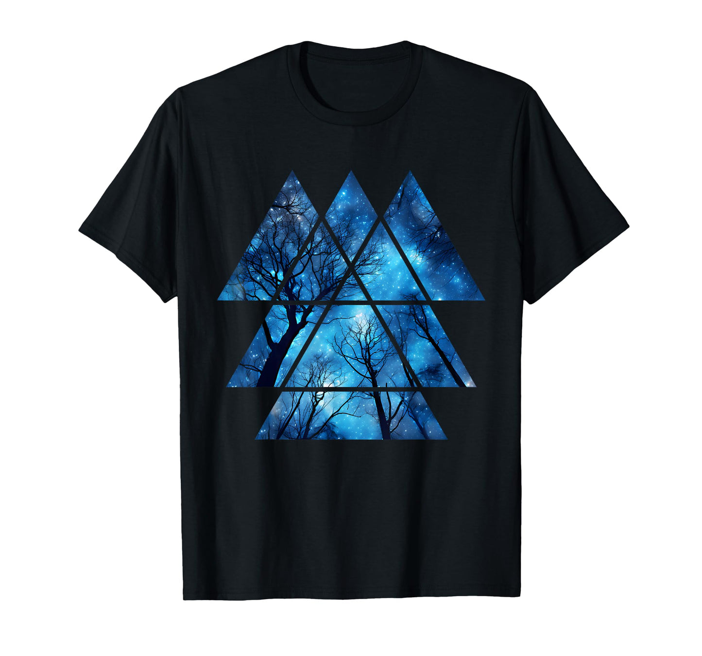 Geometric Sky at Night Trees Nature Outdoor Graphic for Men T-Shirt