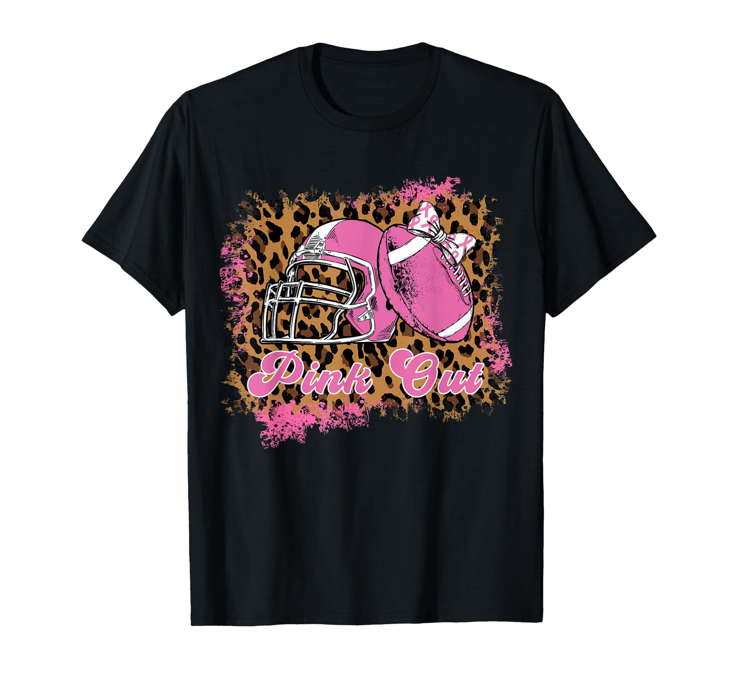 Breast Cancer Ribbon Women Pink Out Football Mom Hair Bow T-Shirt