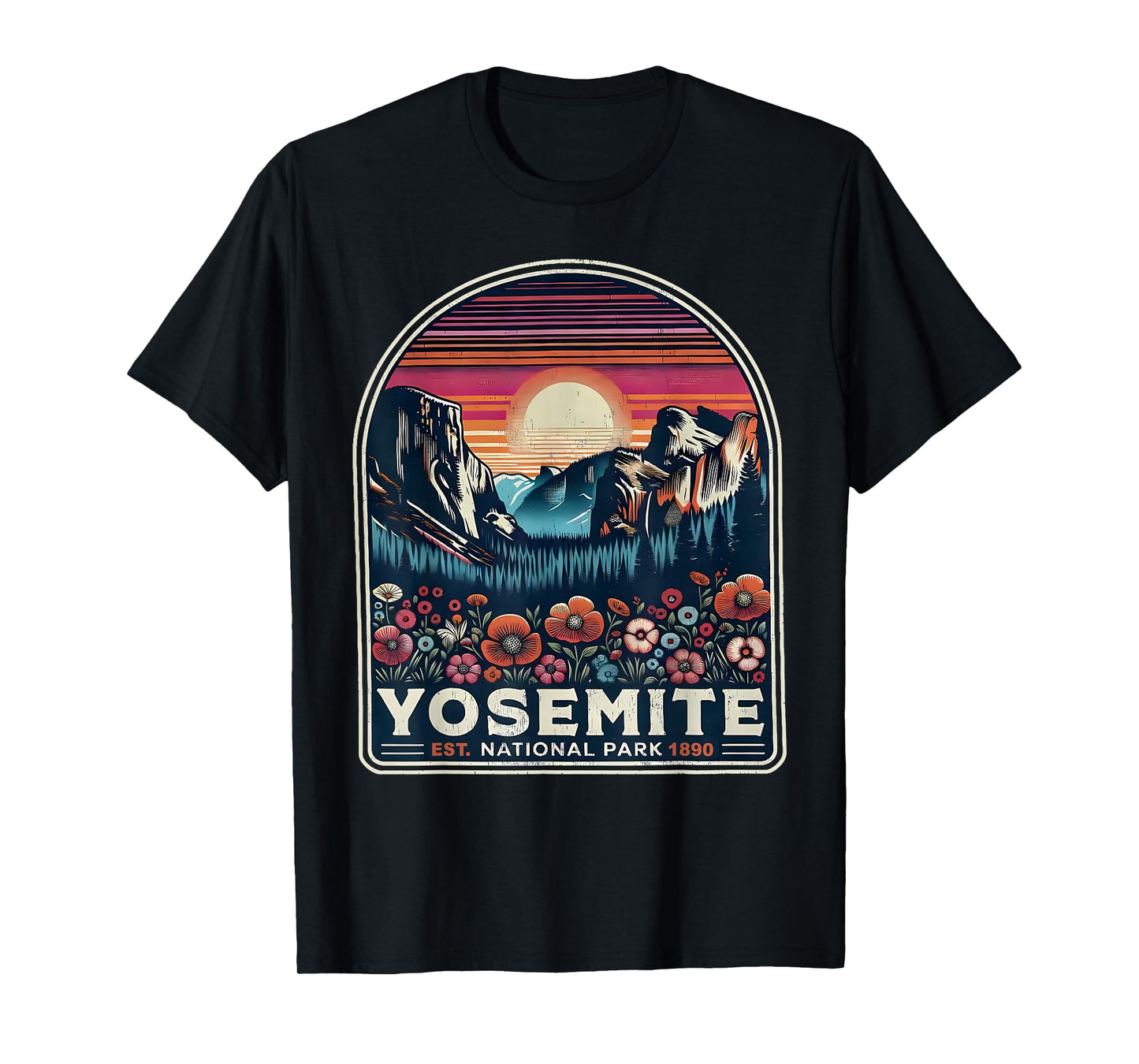 Retro Yosemite National Park Wildflower Vintage Nature T-Shirt