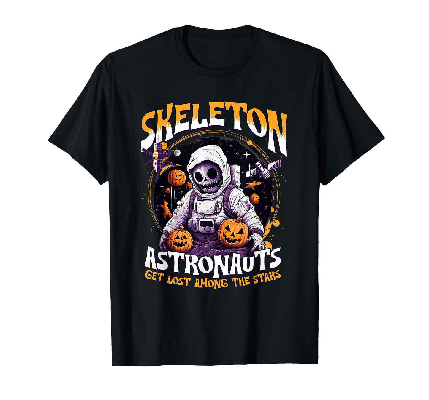 Skeleton Astronauts Explore The Cosmic Universe Adventure T-Shirt