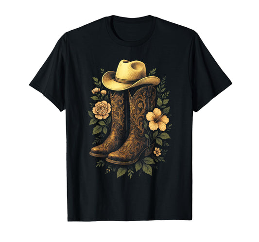 Cowboy Boots Western Rodeo Country Vintage T-Shirt