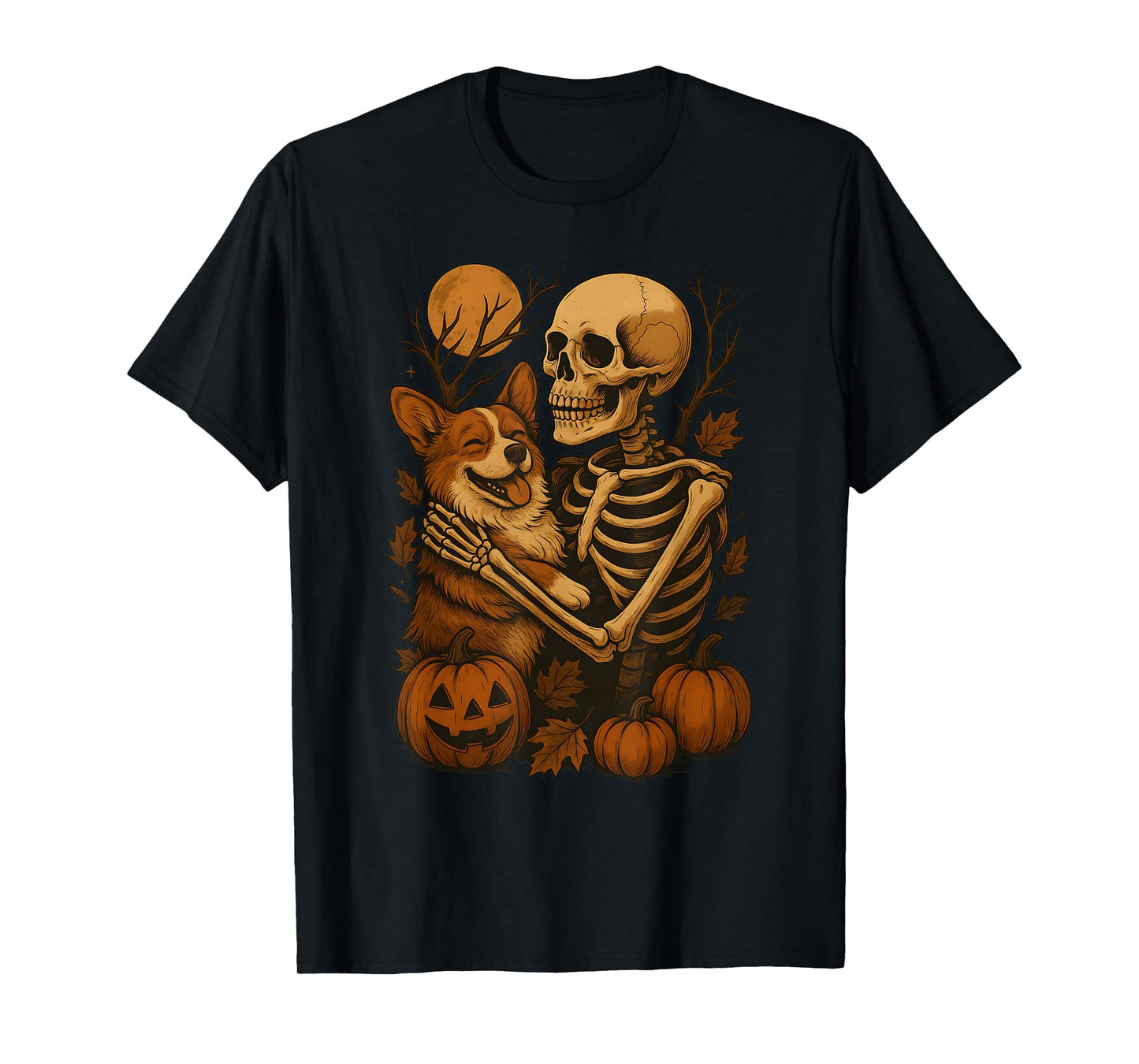 Skeleton Hugging Pembroke Welsh Corgi T-Shirt