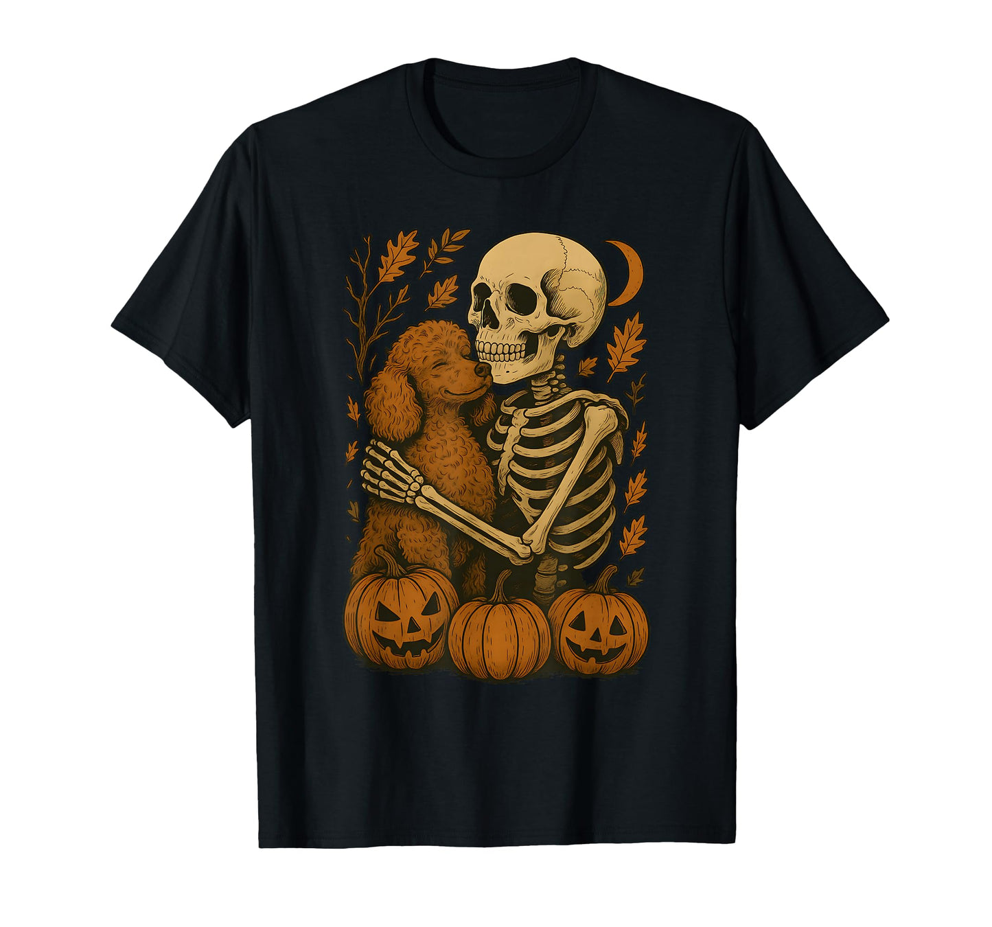 Skeleton Hugging Poodle T-Shirt