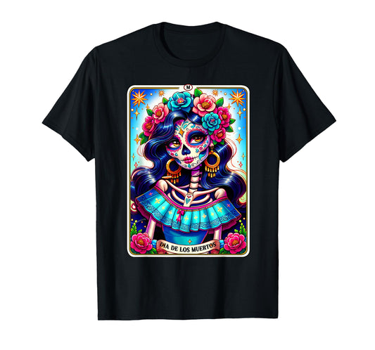 Tarot Card Dia De Los Muertos Woman Catrina Day Of The Dead T-Shirt