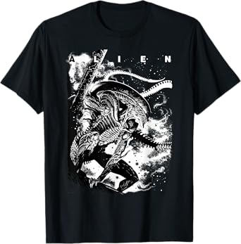 Aliens Iconic Epic Xenomorph In The Dark Big Chest Poster T-Shirt