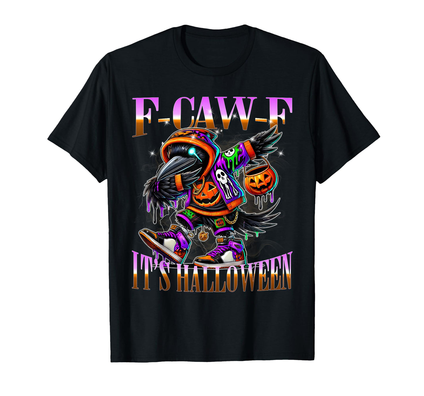 F-Caw-F Raven Halloween Graffiti Urban Spooky T-Shirt