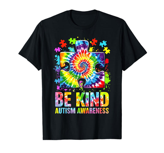 Be Kind Puzzle Tie Dye Autism Awareness Men Women Boy Girl T-Shirt