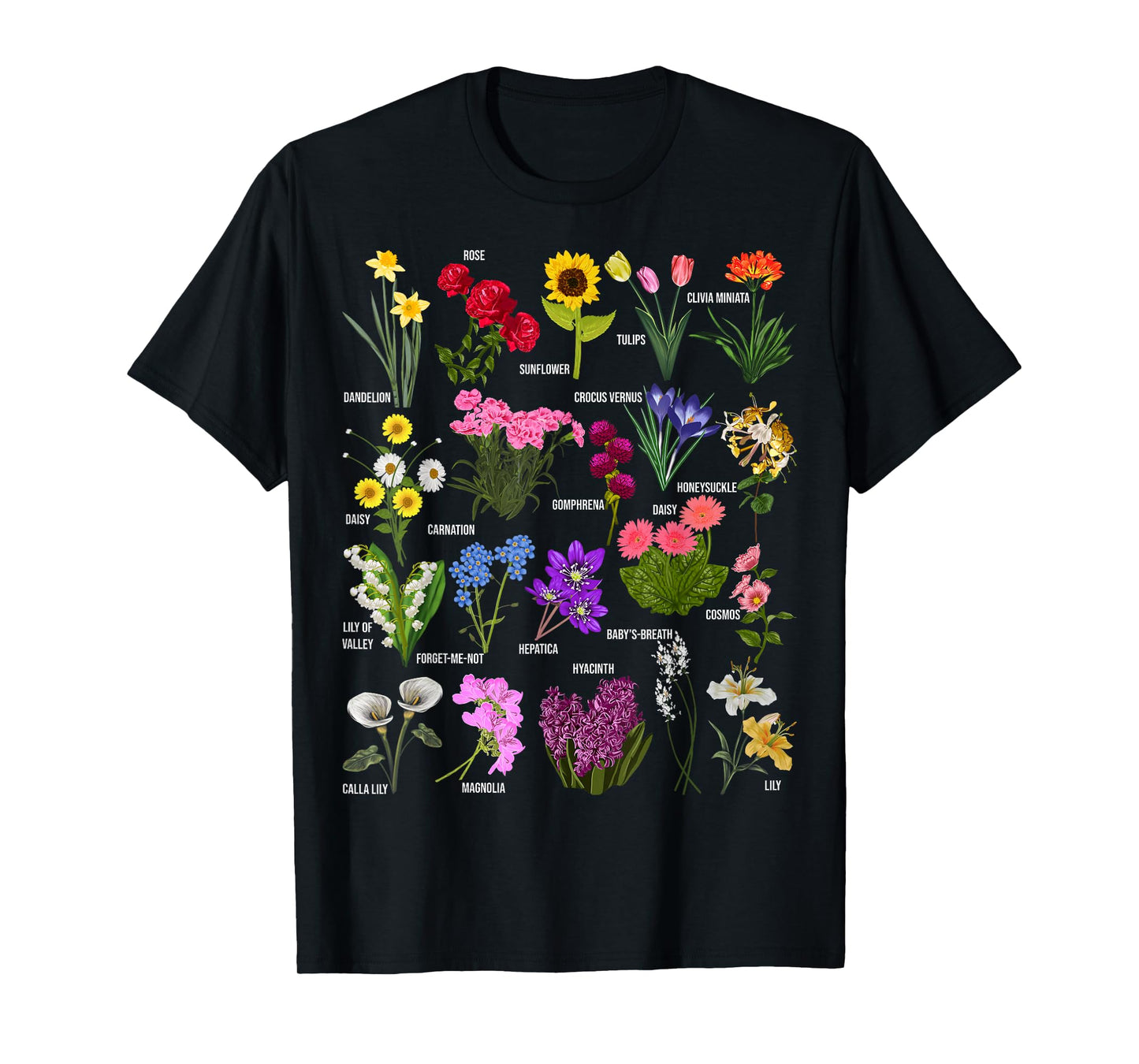 Vintage Flower Botanical Illustration Chart Plant T-Shirt