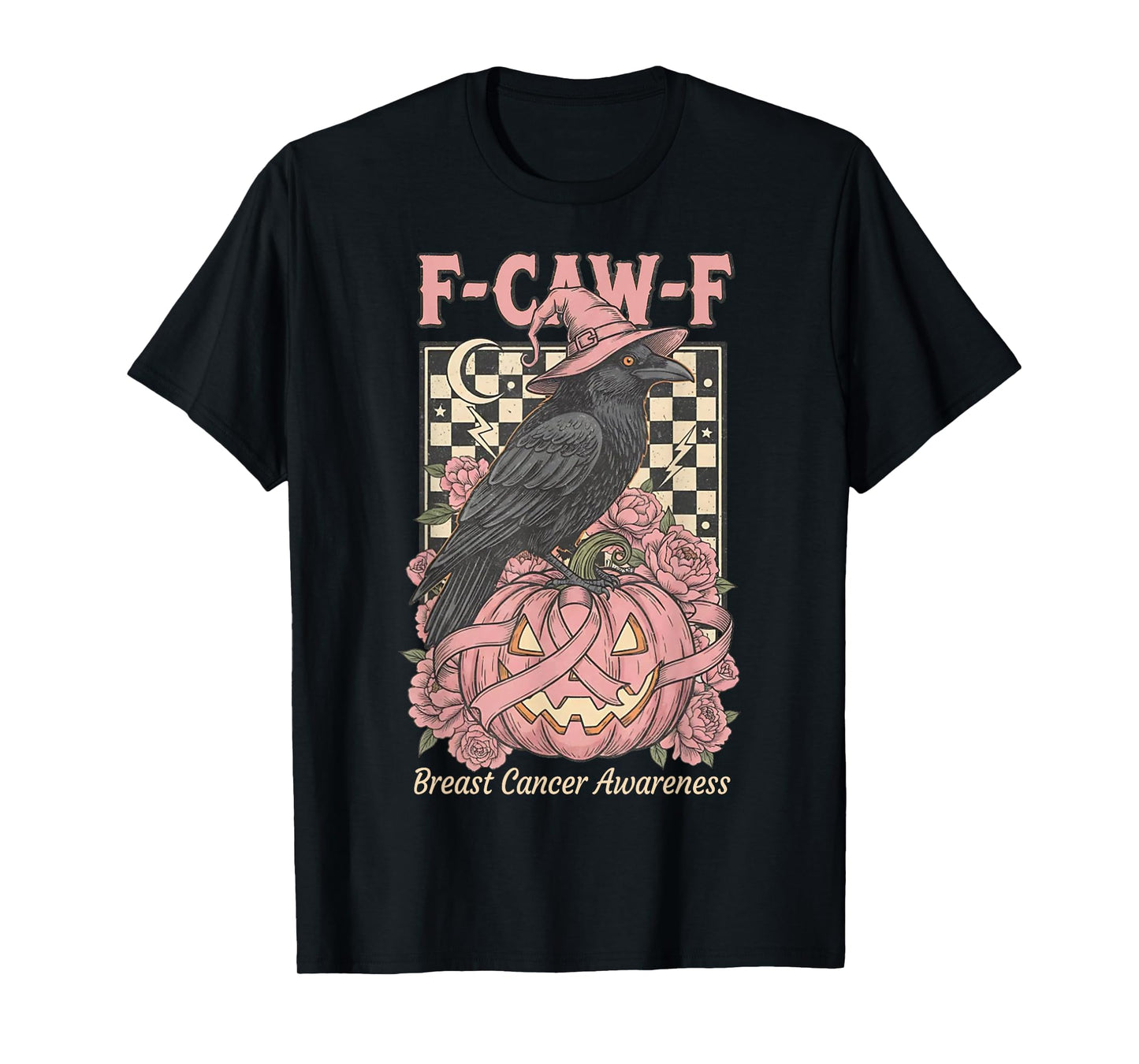 F-CAW-F Crow Breast Cancer Awareness Halloween Pumpkin T-Shirt