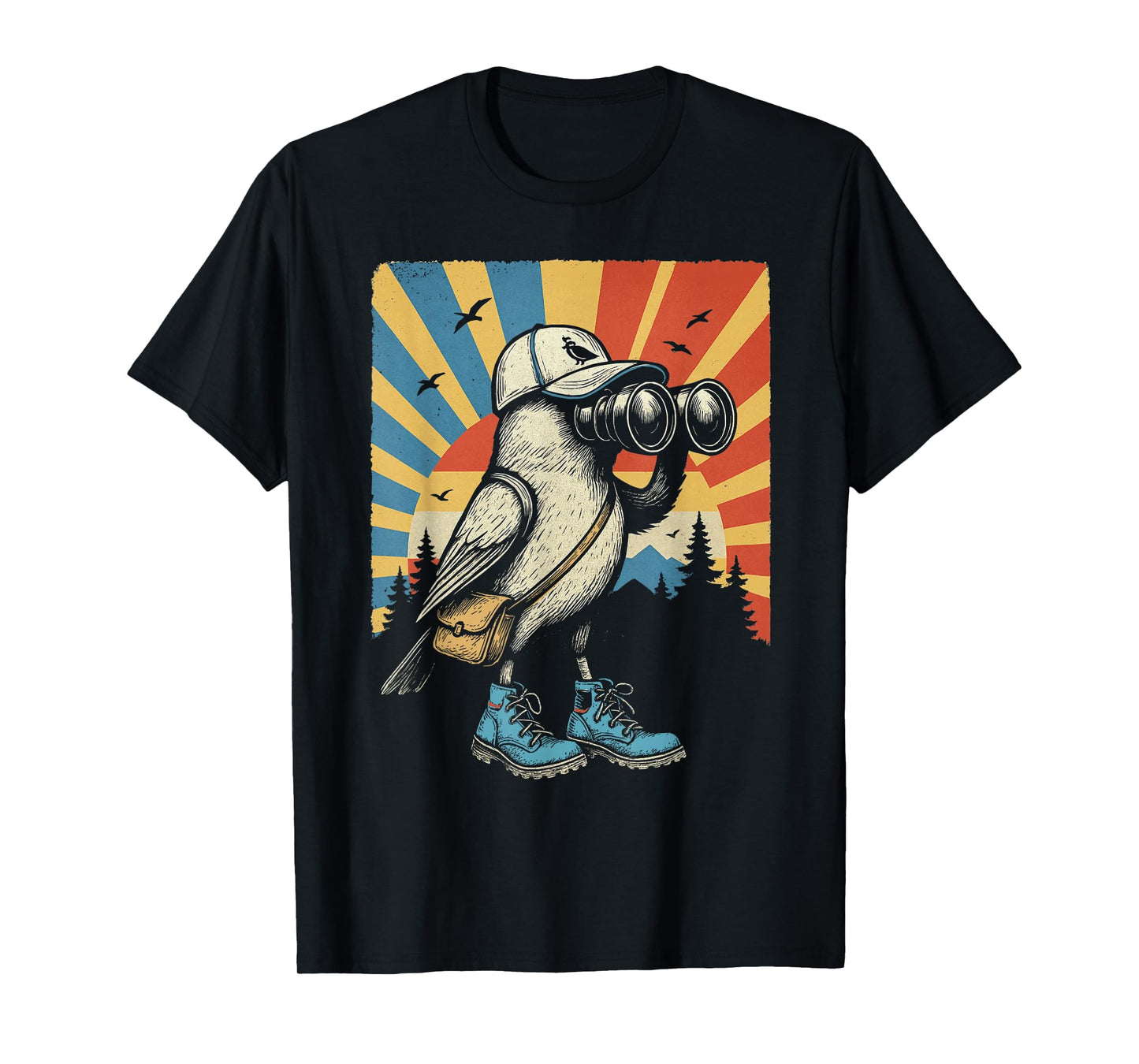 Bird Nerd Shirt Retro Birder Binoculars Nature Funny T-Shirt